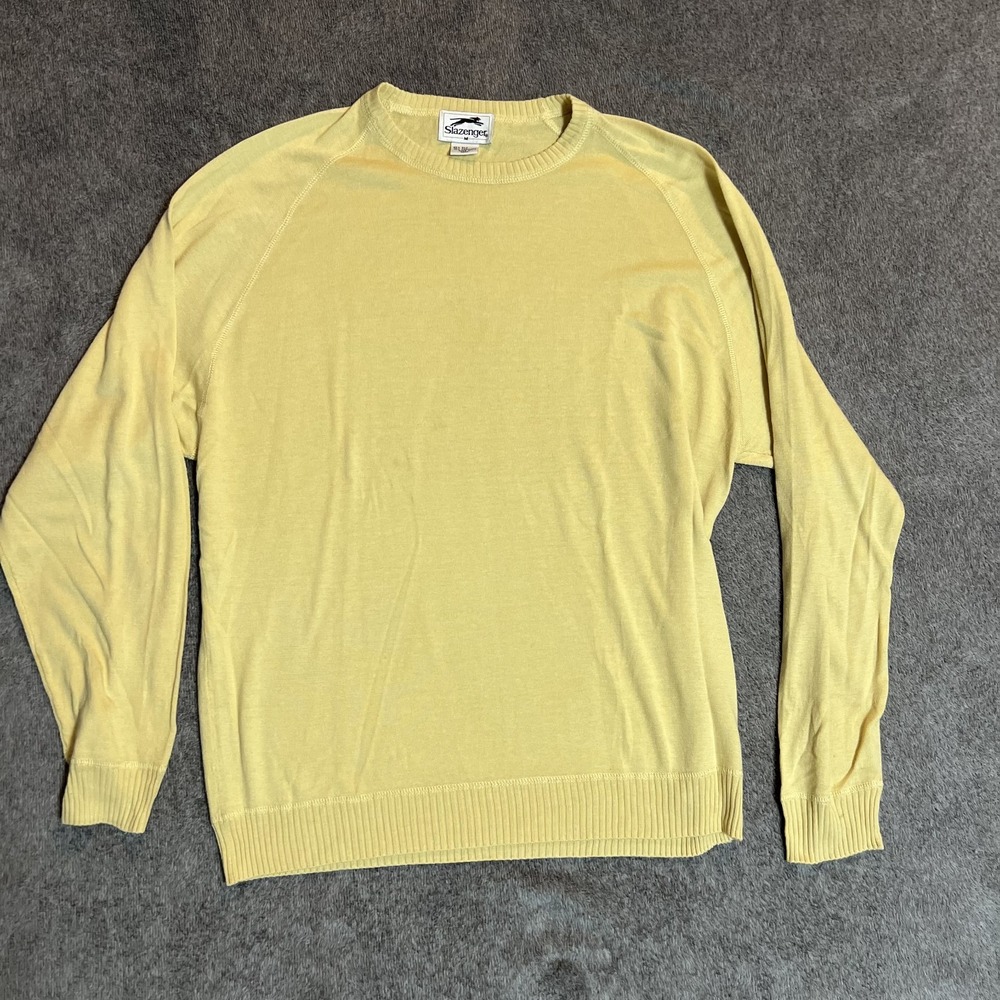Vintage Slazenger Golf Shop Sweater Yellow 85% Silk 15% Cashmere Size Medium